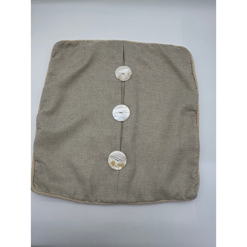 Set of two Beige Square Pillow Sham Solid/Plain Shell Button Closure 20"x20"